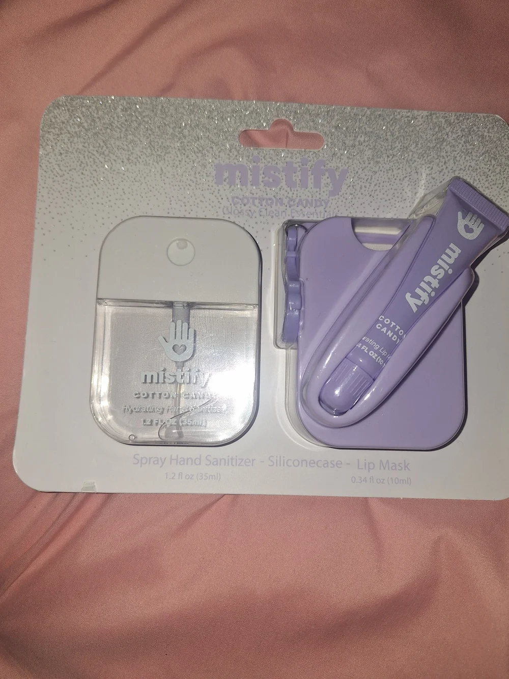 Cotton Candy Purple Travel Sanitizer & Lip Mask Set